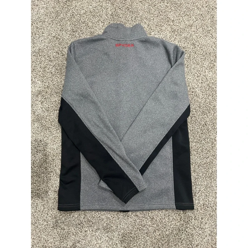 Spyder Mens Full Zip Fleece Jacket Grey Black Performance Mid Layer Medium